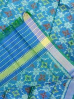 Bluish-Green Patan Patola pure silk Dupatta - Image 3