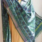 Bluish-Green Patan Patola pure silk Dupatta