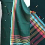 Bottle-Green mirrorwork cotton Bhujodi suit