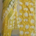 Yellow Georgette Chikankari Sari