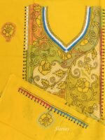 Bright-Yellow Kanthawork cotton Kurta fabric - Image 2