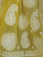 Yellow Georgette Chikankari Sari - Image 3