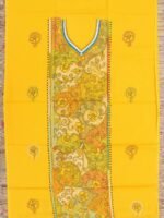 Bright-Yellow Kanthawork cotton Kurta fabric - Image 3