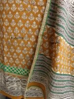 Brown and white Gota Block-Print dress-material - Image 3