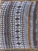 Brown-Grey Block-print Kota-Cotton Saree - Image 4