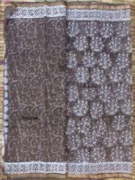 Brown-Grey Block-print Kota-Cotton Saree - Image 3