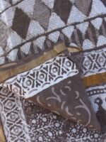 Brown-Grey Block-print Kota-Cotton Saree - Image 2