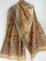 Brown Madhubani Ghicha Tassar Silk Dupatta