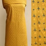 Brown-yellow Block-printed Cotton Kurta Fabric