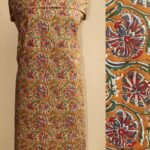 Ochre-yellow Block-Printed Cotton Fabric