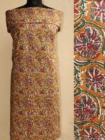Ochre-yellow Block-Printed Cotton Fabric