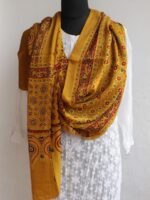Brownish-Yellow Modal Silk Ajrakh Stole - Image 2