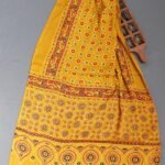 Brownish-Yellow Modal Silk Ajrakh Stole