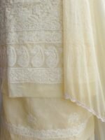 Butter Yellow jaal Chikankari cotton Dress-material - Image 3