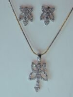 Butterfly shape Zircon Real Silver Pendant Earrings Set - Image 2