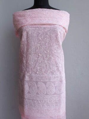 Candy-Pink-cotton-Chikankari-Kurta-Fabric at Shilphaat.com