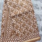 Caramel brown Bagru-Printed Chanderi Saree