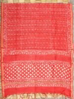 Carrot Red Block-printed Chanderi Dupatta - Image 3
