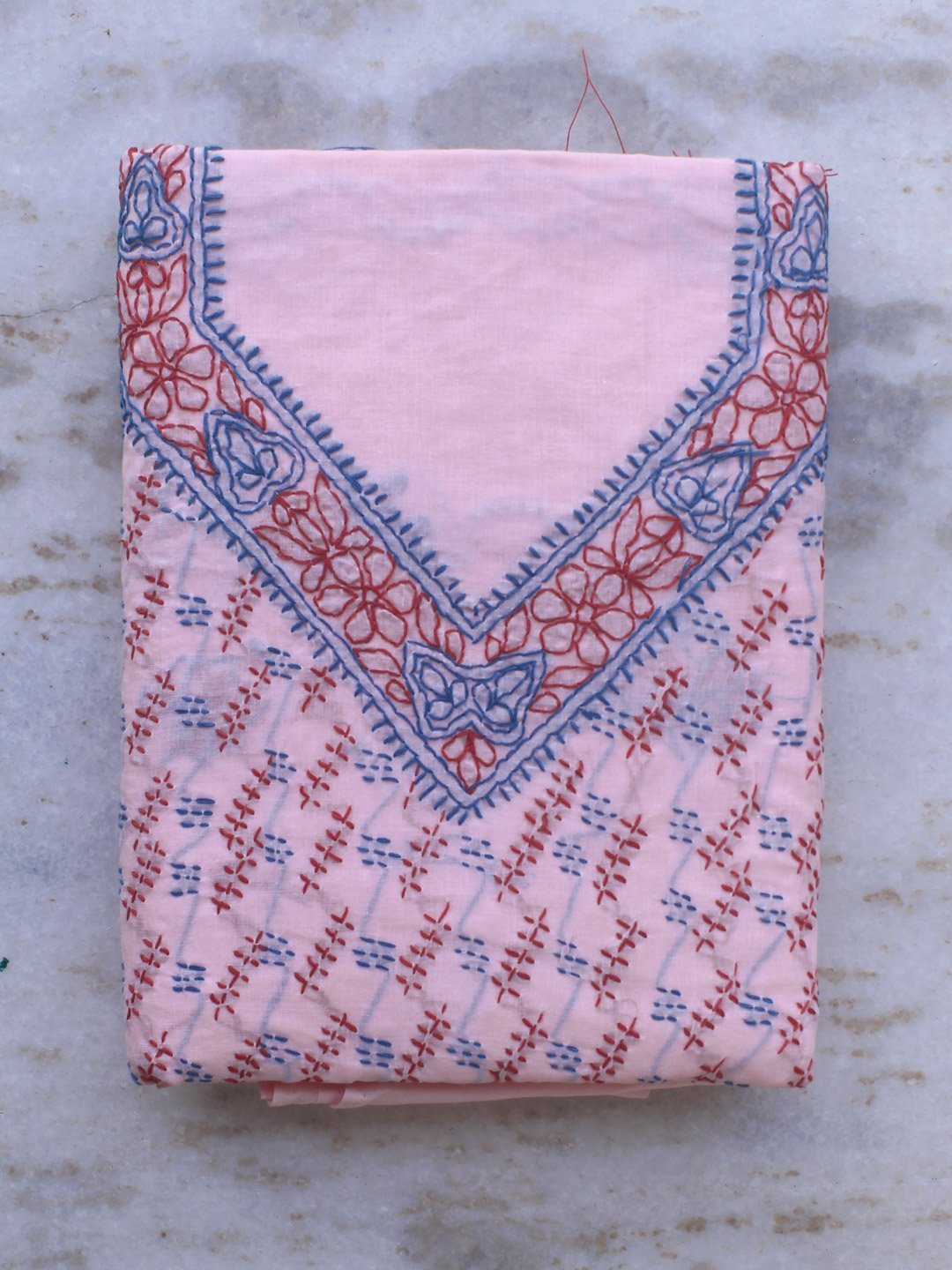 Chikankari-embroidered-pink-cotton-dress-material.jpg Chikankari Embroidered, Pink 3pc Cotton Suit - Image 1