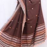 Chocolate-Brown mirrorwork cotton Bhujodi Dupatta