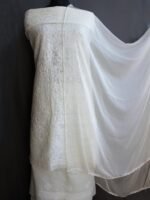 Cream Cotton Chikankari Dress-Material