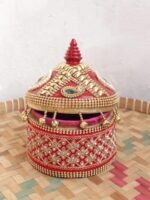 Crystal Red Lace medium wooden Sindur-Box - Image 2
