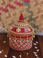 Crystal Red Velvet small wooden Sindoor-box
