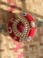 Crystal and zari small wooden Sindur-box - Image 3