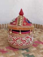 Crystals, Beads, Peacocks small wooden Sindoor-box - Image 2
