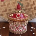 Crystal, Beads, Roses small wooden Sindoor-box