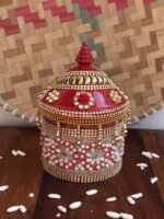 Crystal, Beads, Roses small wooden Sindoor-box