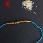 Crystal-work Blue Thread Rakhi