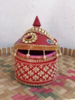 Crystals and Rose small wooden Sindur-Box - Image 2