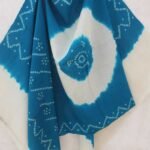 Cyan-Blue Bandhani pure wool Shawl