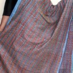 Cyan Blue Block-printed Kantha Embroidered Silk Dupatta
