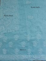 Cyan-Blue cotton Chikankari Kurta Fabric - Image 3