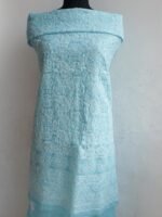 Cyan-Blue cotton Chikankari Kurta Fabric