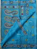 Cyan Blue Kanthawork silk Sari - Image 4