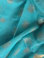 Cyan Blue zari-work Chanderi saree - Image 4
