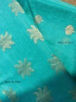 Cyan Blue zari-work Chanderi saree - Image 3