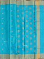 Cyan Blue zari-work Chanderi saree - Image 2