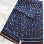 Dabu-Bagru Block-Print Chanderi Indigo Saree