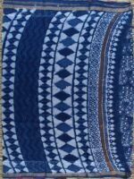 Dabu-Indigo Block-Printed Kota-Cotton Saree - Image 3