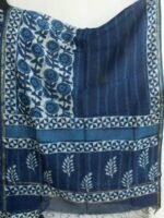Dabu-Indigo Block-printed Chanderi 3pc Ladies Suit - Image 4