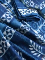 Dabu-Indigo Block-printed Chanderi 3pc Ladies Suit - Image 3