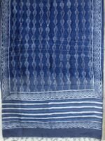 Dabu Block-printed Indigo Chanderi Dupatta - Image 3