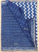 Dabu Indigo Block-printed Chanderi Saree - Image 2