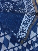 Dabu-Indigo Block-Printed Kota-Cotton Saree - Image 2