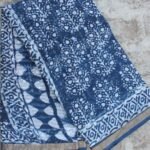Dabu-Indigo Block-Printed Kota-Cotton Saree