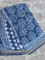 Dabu-Indigo Block-Printed Kota-Cotton Saree